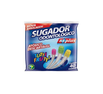Sugador Odontologico Plastico Colorido c/ 40 - Ss Plus
