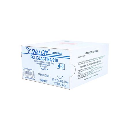 Fio de Sutura Poliglactina 910 (vicryl) 4-0 c/ 12 1,5 Cm Shalon