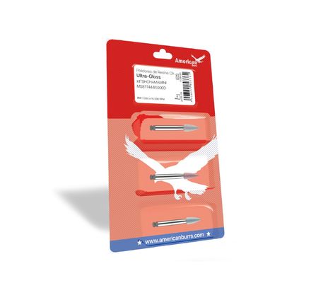 MINIKIT POLIDORES DE RESINA CHAMA MEDIA CA ULTRA-GLOSS C/3 AMERICAN BURRS