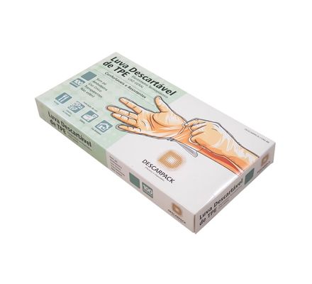 Luva Descartável de TPE s/ Pó Transparente M c/  100 - Descarpack