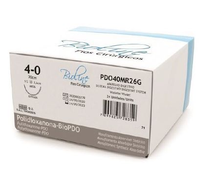 Fio de PDO BioPdo 4-0  70cm C/Agulha 2,6cm 1/2 C/24un - Bioline