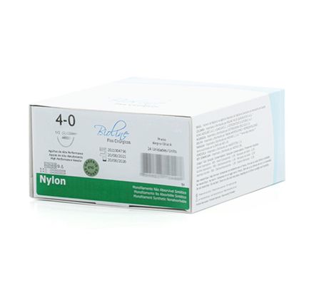 FIO DE SUTURA NYLON 4-0 AG1/2 COR1,7-45CM BLACK ACO SERIE 300 CX C/24 BIOLINE