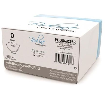 Fio de PDO BioPdo 0-0  70cm C/Agulha 3,5cm 1/2  C/24un -Bioline