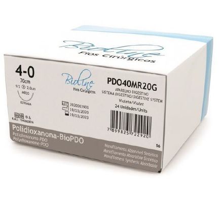 Fio de PDO BioPdo 4-0  70cm C/Agulha 2,0cm 1/2 C/24un - Bioline