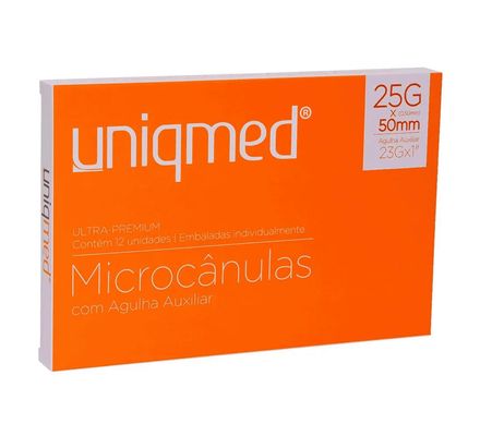 Microcanula Smart 25G 50Mm Cx C/12 Com Agulha Auxiliar (23G) Uniqmed