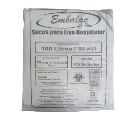 Saco Para Lixo Hospitalar 100L C/ 100  Embalacflex