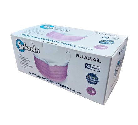 MASCARA TRIPLA C/ ELASTICO PCTE C/50 ROSA SPLENDA BLUESAIL