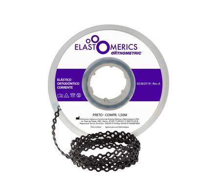 Elástico Corrente Curto Preto 60.05.5004 1,5m - Orthometric