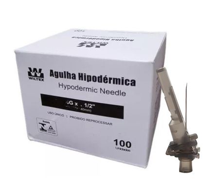 AGULHA HIPODERMICA 13 X 4 (27GX1/2) C/ DISPOSITIVO DE SEGURANCA CX C/100 WILTEX
