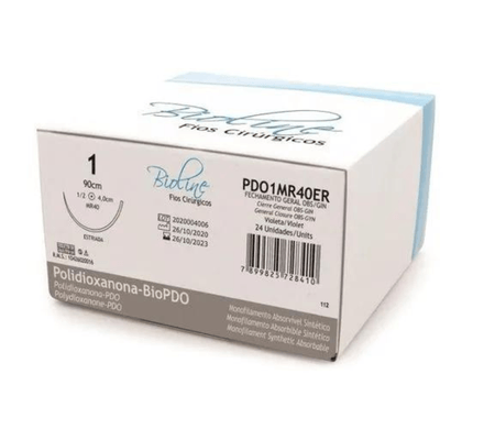 Fio de PDO BioPdo 1 90cm C/Agulha 4,0cm 1/2  C/24un -Biolina