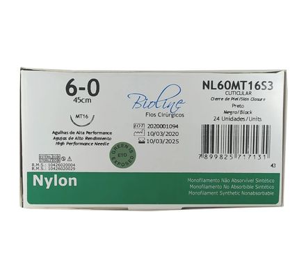 FIO DE SUTURA NYLON 6-0 C/24 1.5 CM BIOLINE
