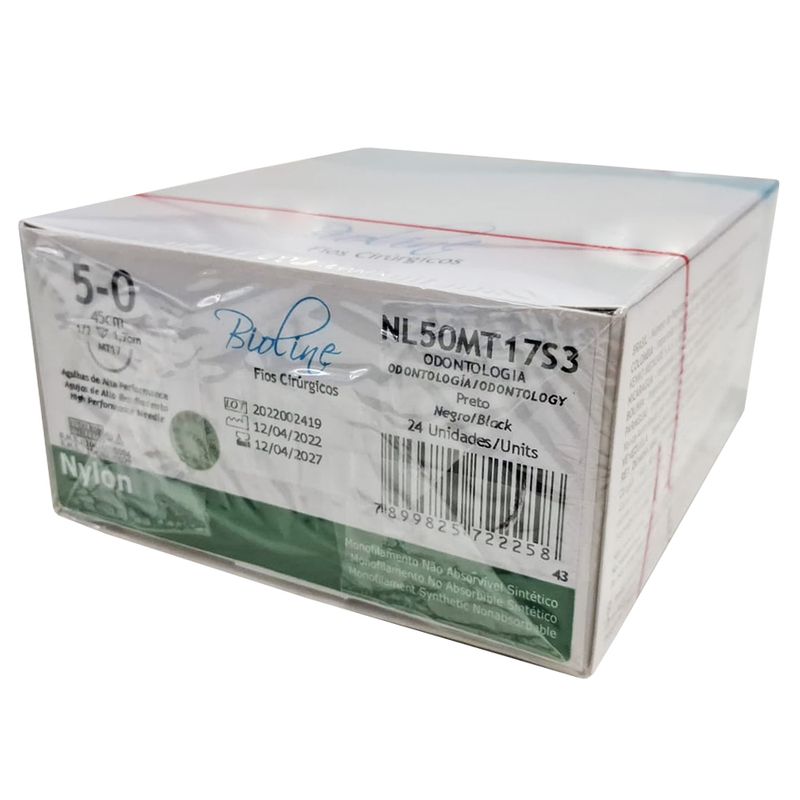 FIO DE SUTURA NYLON (BEST QUALITY) 5-0 C/24 1.7 CM 1/2 CIRCULO BIOLINE