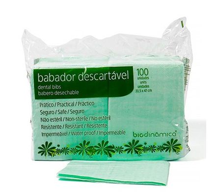 Babador Descartável Verde 100 und. - Biodinâmica