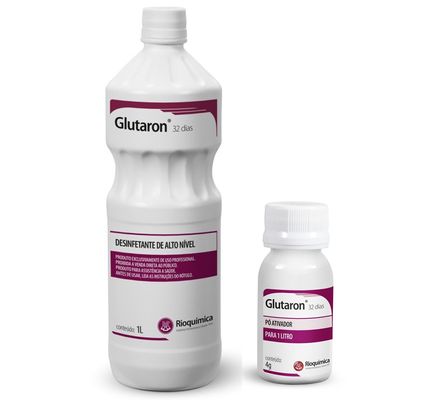 Desinfetante Glutaron 32 Dias 1 Litro + Pó Ativador - Rioquimica