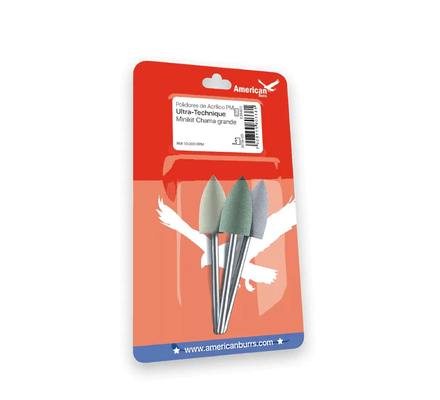 MINIKIT POLIDORES DE ACRILICO CHAMA GRANDE PM ULTRA-TECH C/3 AMERICAN BURRS