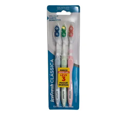 KIT DE ESCOVA DENTAL ICEFRESH ADULTO CLASSICA C/3 - ICEFRESH